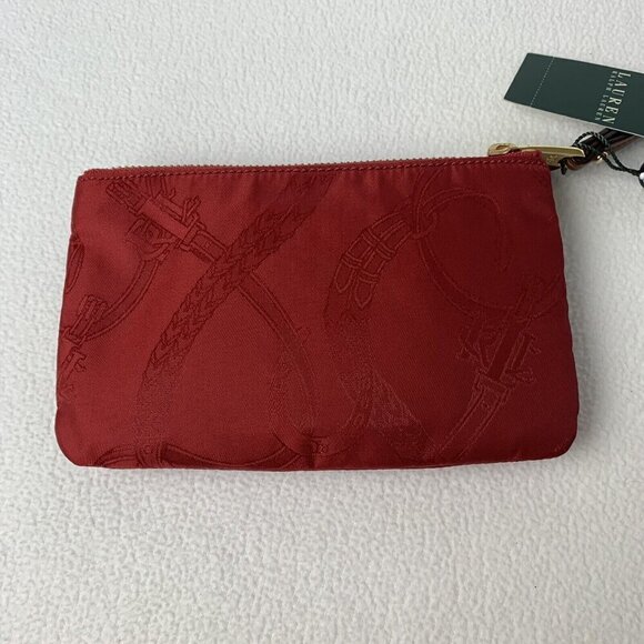 Ralph Lauren Cavalry Red Wristlet Double Zip Fabric NWT - Picture 10 of 12